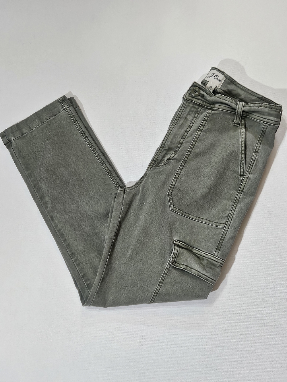 J.Crew Chino Pants Womens 25 Olive Green Cargo Patch Pocket Utility Gorpcore